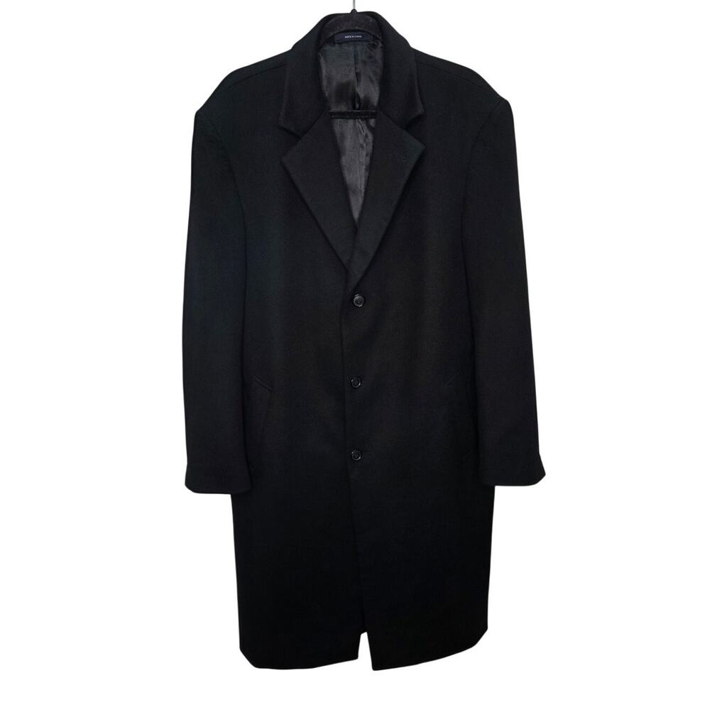 Nautica Black Wool & Cashmere Luxury Men's Classic Long Dress Coat Size 42L